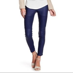 NWT Oober Swank High Waisted Coated Moto Leggings in Navy (S)